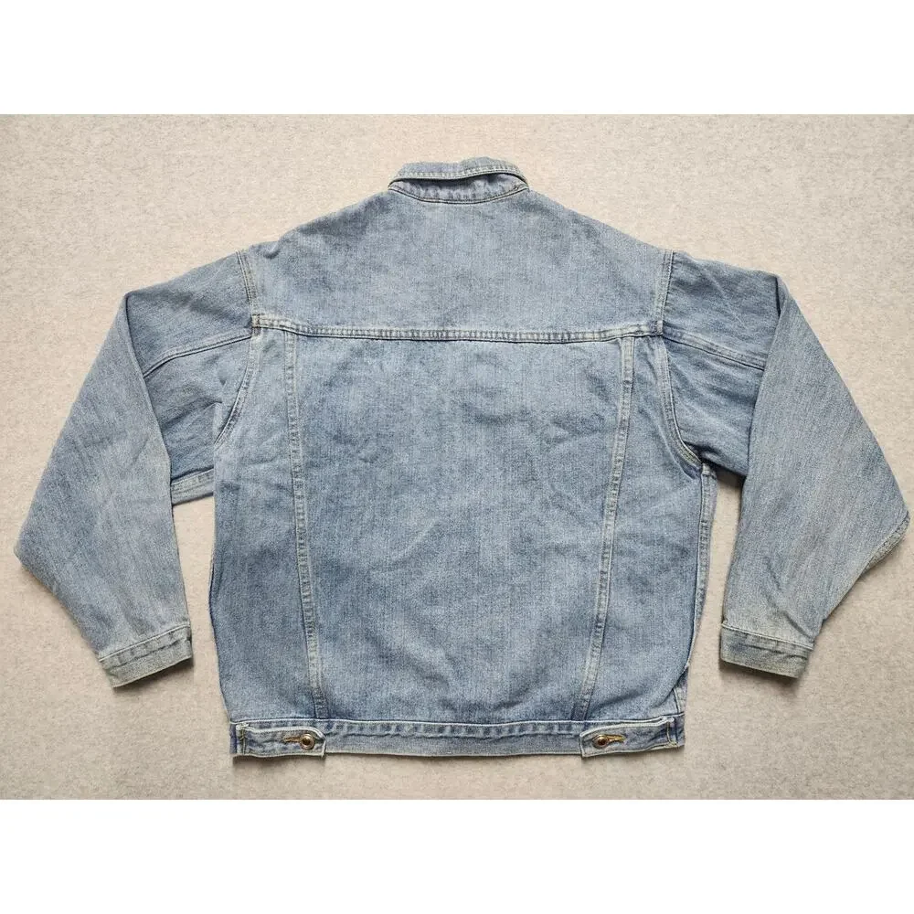 Invisible Denim Jacket Mens Small Light Wash Blue Button Front Trucker